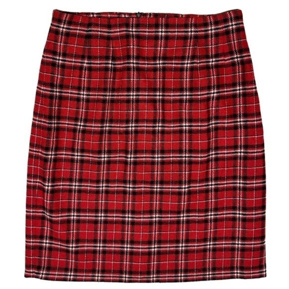 Vintage JG Hook Red Plaid Wool Pencil Skirt Lined Preppy Academia  Size 12